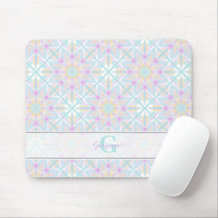 Personalised Pastel Rainbow Floral Mandala Tiled Mouse Mat