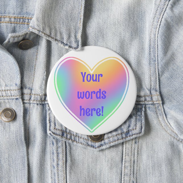 Personalised Pastel Rainbow Heart Button (In Situ)