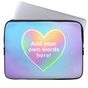 Personalised Pastel Rainbow Heart Laptop Sleeve