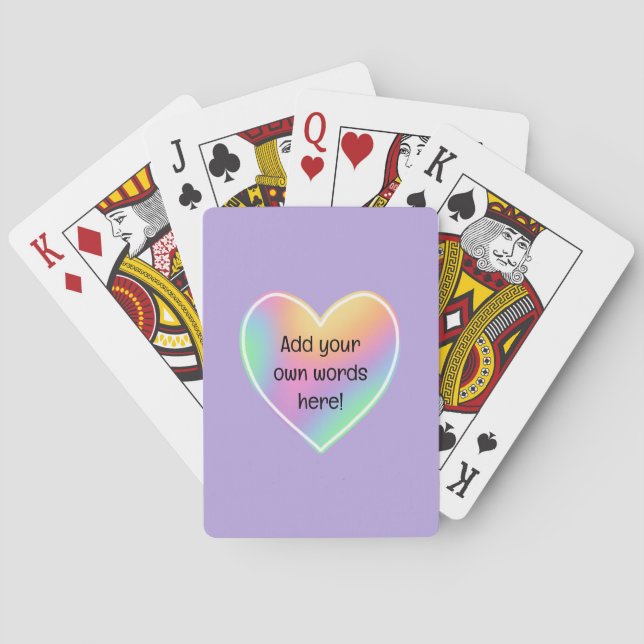 Personalised Pastel Rainbow Heart Playing Cards (Back)