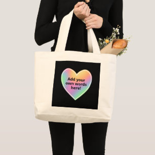 Personalised Pastel Rainbow Heart Tote Bag
