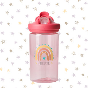 Personalised Pastel Rainbow Kids Water Bottle