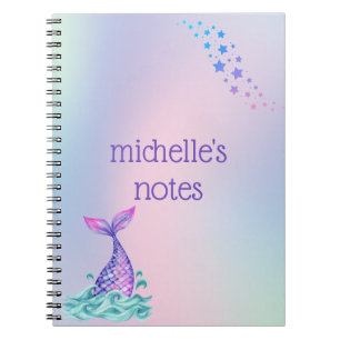 Personalised Pastel Rainbow Mermaid Notebook