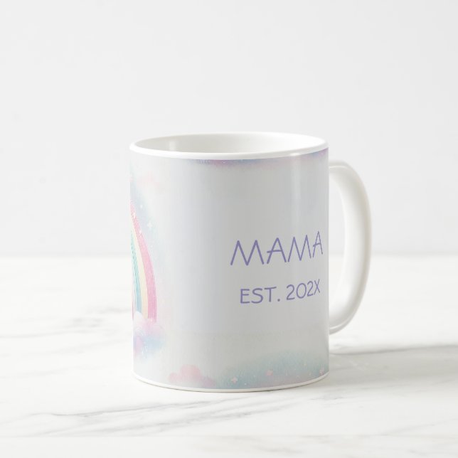 Personalised Pastel Rainbow Mum Mug - Custom gift (Front Right)