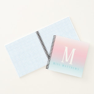 Personalised pastel rainbow name teacher gift notebook