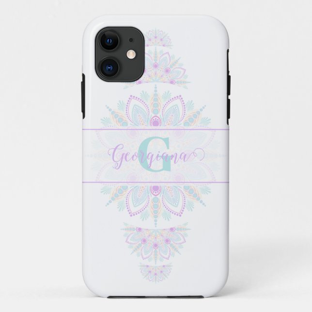 Personalised Pastel Rainbow Ornamental Dot Mandala Case-Mate iPhone Case (Back)