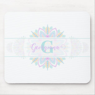 Personalised Pastel Rainbow Ornamental Dot Mandala Mouse Mat