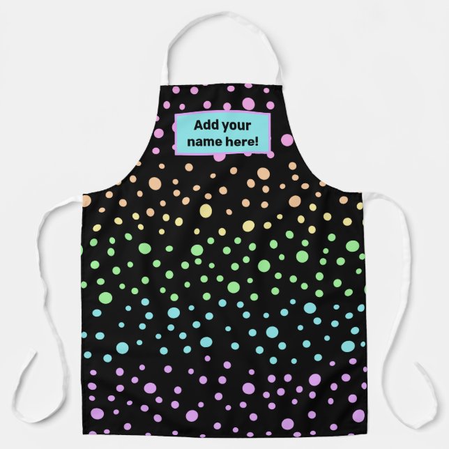 Personalised Pastel Rainbow Polka Dot Apron (Front)