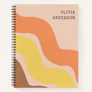 Personalised Pastel Retro Stripe Spiral Notebook