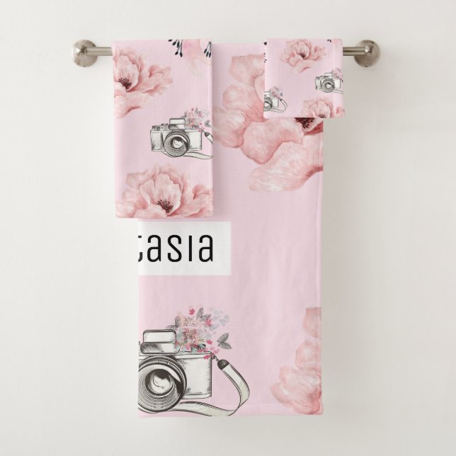 Personalised Pastel Rose Bath Towel Set (Insitu)