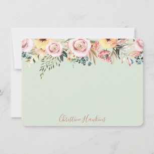 Personalised Pastel Sage Green Watercolor Floral Card