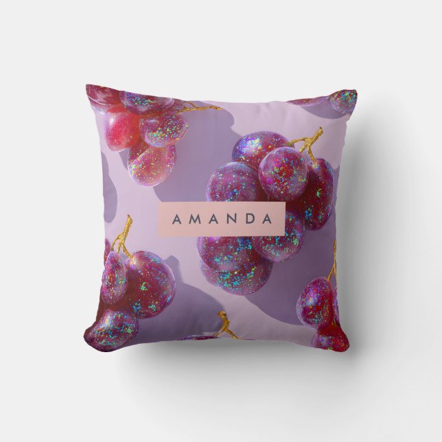 Personalised Pastel Sparkle Grapes Design Cushion (Front)
