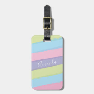 Personalised Pastel Stripes Luggage Tag