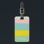 Personalised Pastel Stripes Traveller Destination Luggage Tag<br><div class="desc">Make your suitcase stand out with this stylish personalised luggage tag featuring soft pastel stripes in a modern colour block design. Perfect for frequent travelers, jet-setters, and vacation lovers, this tag adds a trendy touch to any bag while keeping your information secure. Customise it with a name for a unique...</div>