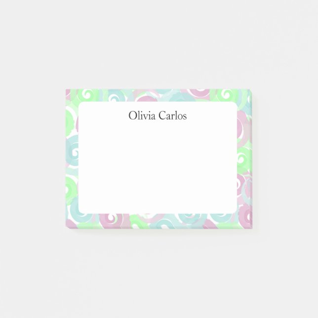 Personalised Pastel Swirl Post-it Notes (Front)