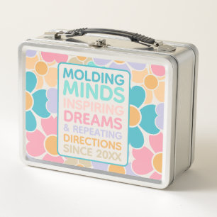 Personalised Pastel Teacher Quote Metal Lunch Box