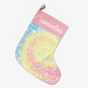 Personalised Pastel Tie Dye Swirl Trendy Teen Large Christmas Stocking