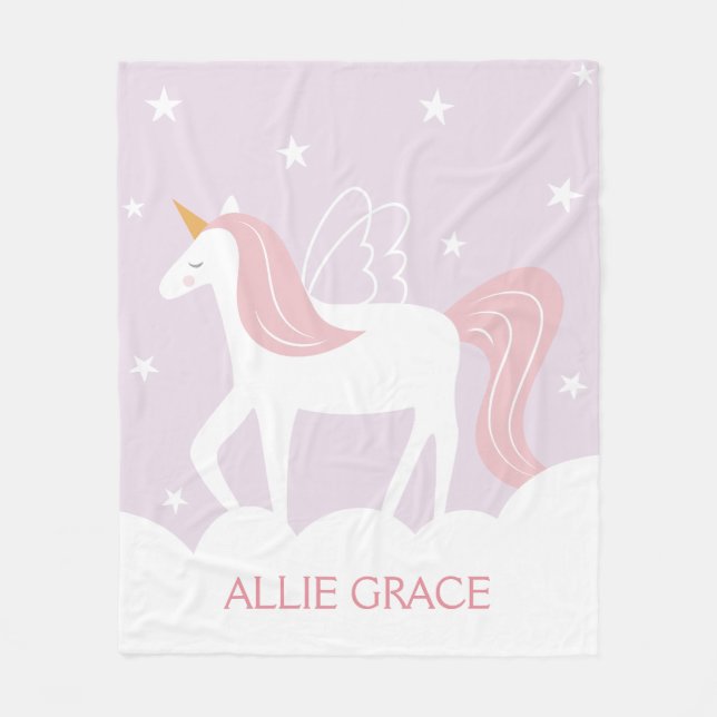 Personalised Pastel Unicorn Fleece Blanket (Front)