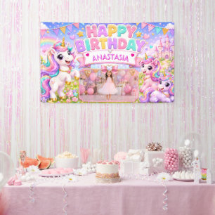 Personalised Pastel Unicorn Photo Birthday Banner