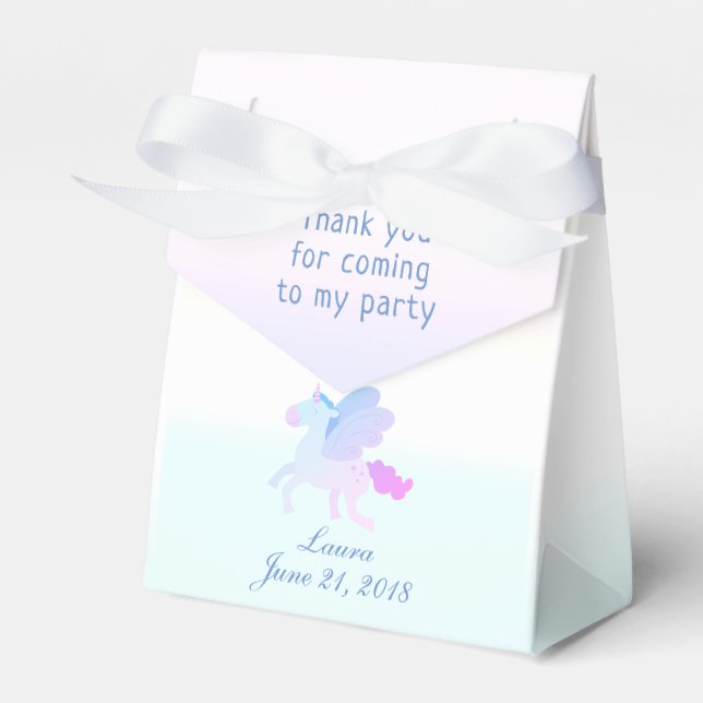 Personalised Pastel Unicorn | Thank You Favour Box (Front Side)