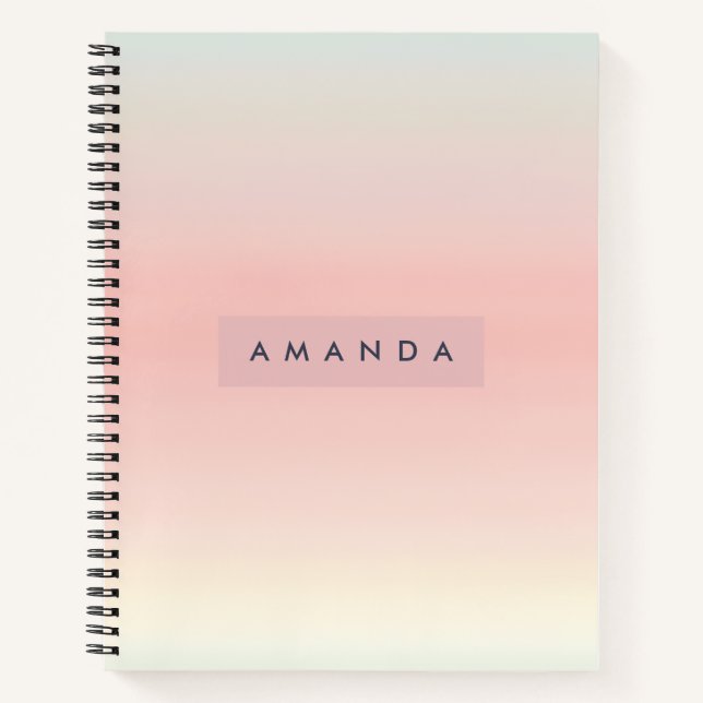 Personalised Pastel Warm Peach Blush Fade Notebook (Front)