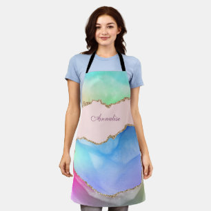Personalised Pastel Watercolor Agate Apron