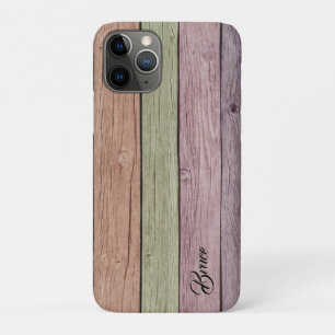 Personalised Pastel Wood Plank iPhone 11 Pro Case