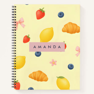 Personalised Pastel Yellow Breakfast Pattern Notebook
