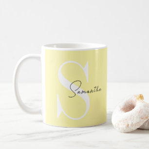 Personalised Pastel Yellow Monogram Classic Mug