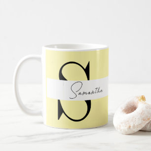 Personalised Pastel Yellow Monogram Classic Mug