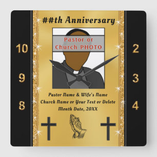 Personalised Pastor and Wife Anniversary Gifts Square Wall Clock