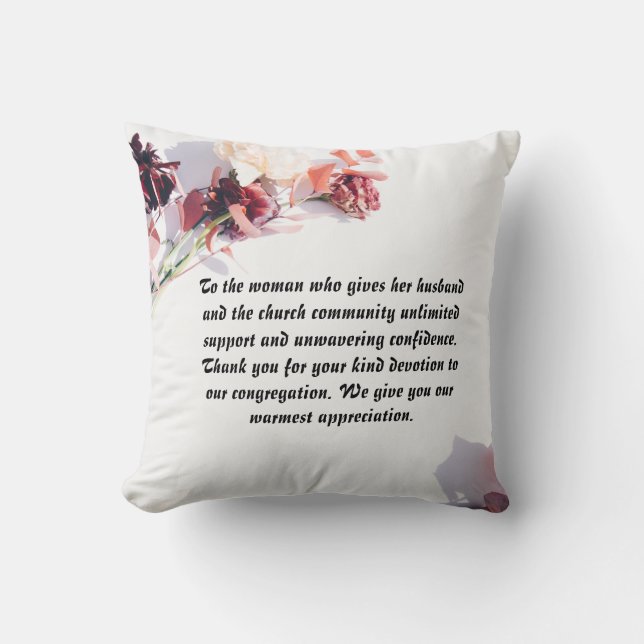 Personalised Pastor's Wife Throw Pillow (Front)
