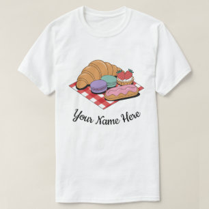 Personalised Pastry Lover Croissant Eclair Bakery T-Shirt