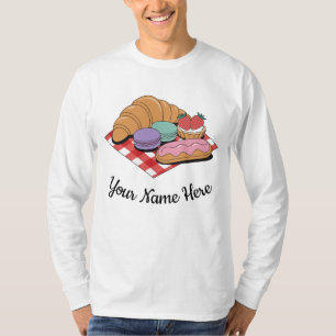 Personalised Pastry Lover Croissant Eclair Bakery  T-Shirt