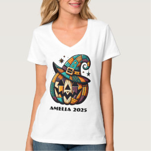 Personalised Patchwork Pumpk Halloween  T-Shirt