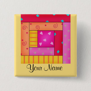 Personalised Patchwork Quilt Block Art Pins