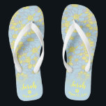 Personalised Patel Yellow Blue Floral Bridesmaid Flip Flops<br><div class="desc">Gift your bridal party with this pair of trendy flip flops that will be in use long after you say "I do"! They are an update of the classic pair, and totally appropriate for hitting the streets in. These stylish flip flops can be personalised to your liking. Add complementary text...</div>