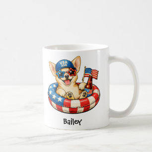Personalised Patriotic 4th of July  Chihuahua Coffee Mug