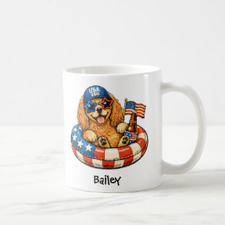 Personalised Patriotic 4th of July Cocker Spaniel Coffee Mug