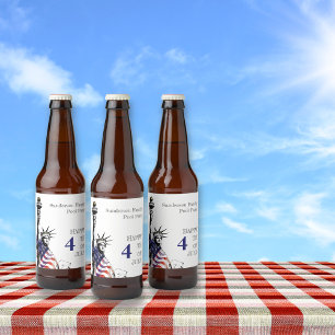 Personalised Patriotic 4th of July Party Beer Bottle Label