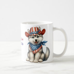 Personalised Patriotic 4th of July Siberian Husky Coffee Mug