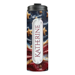 Personalised Patriotic American flag 4th of July Thermal Tumbler
