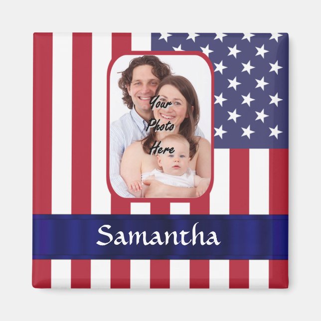 Personalised Patriotic American flag Magnet (Front)
