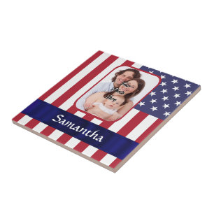 Personalised Patriotic American flag Tile