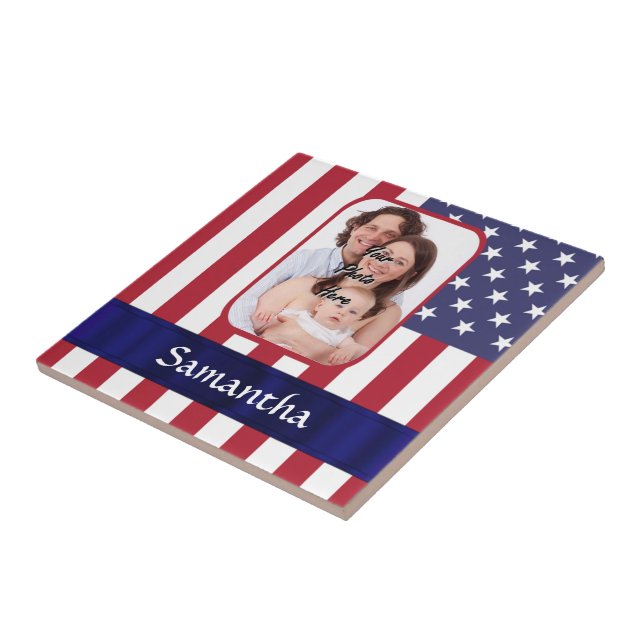 Personalised Patriotic American flag Tile (Side)