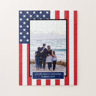 Personalised Patriotic American Flag with Photo Jigsaw Puzzle