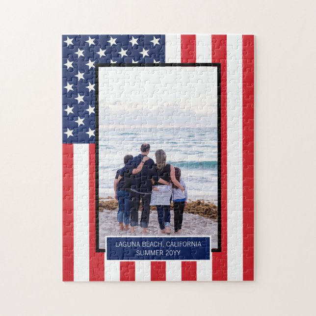 Personalised Patriotic American Flag with Photo Jigsaw Puzzle (Vertical)