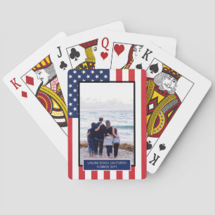 Personalised Patriotic American Flag with Photo Playing Cards