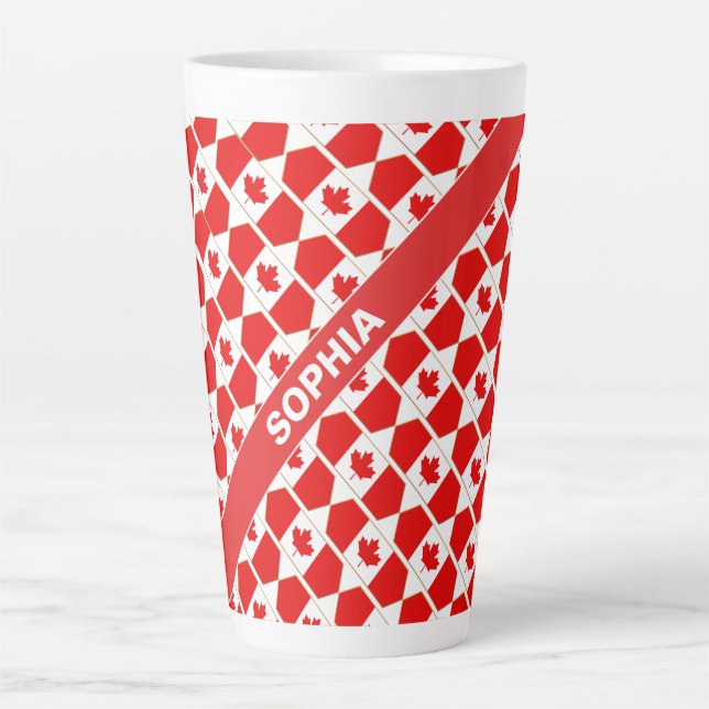 Personalised Patriotic Canada Flag Latte Mug (Front)