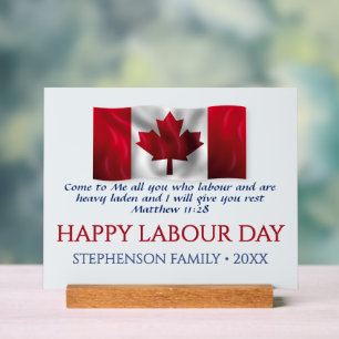 Personalised Patriotic Canada Labour Day Christian Acrylic Sign
